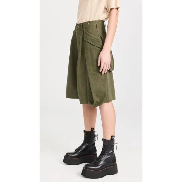 R13 Jesse Multipocket Short Womens 28 Regular Surplus Olive Herringbone US 8 New - Picture 2 of 16